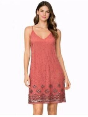 White House Black Market Beaded Shift Dress Pink Rose Color Sz large